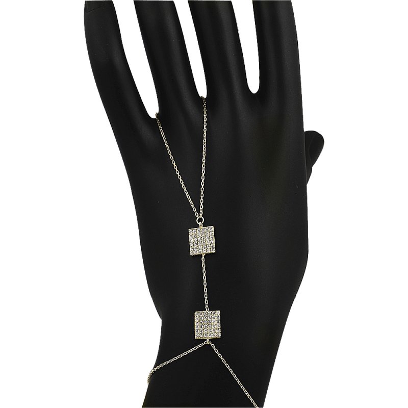 Square CZ Bracelet With Ring - B14585
