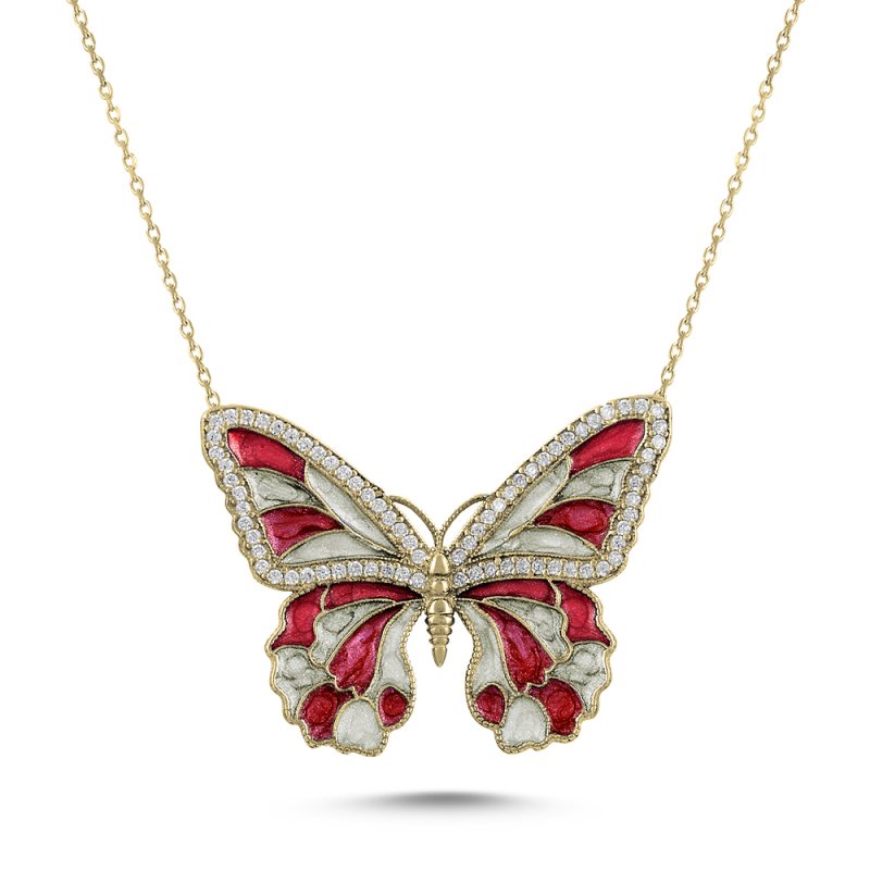 Enamel Butterfly Necklace - N14604