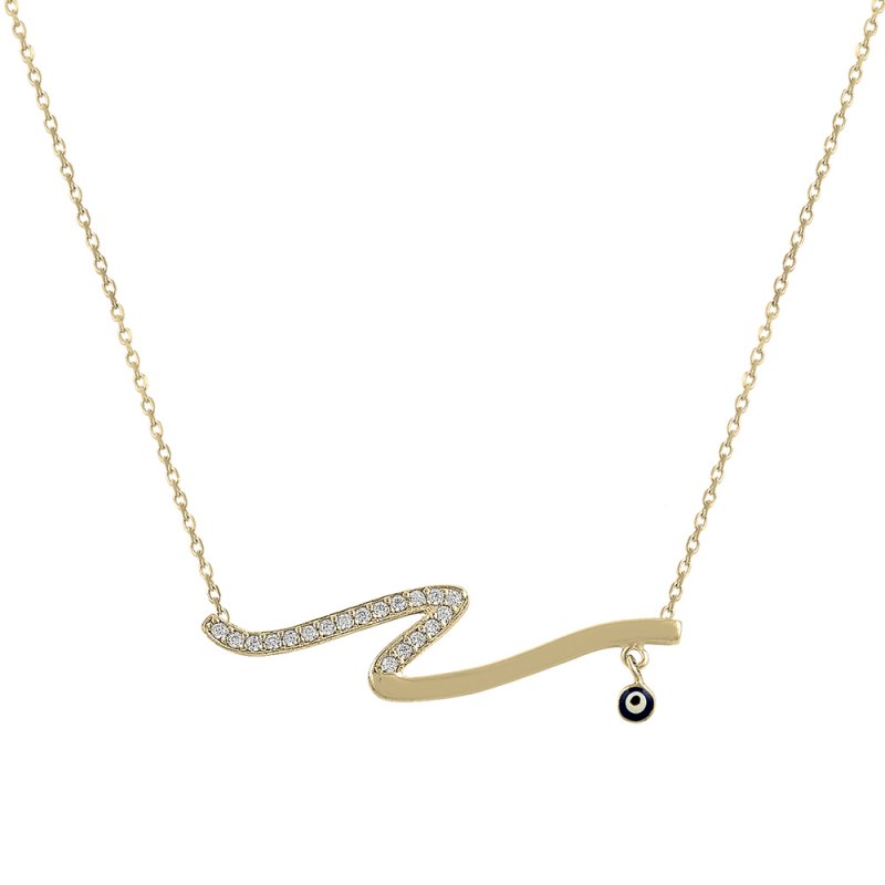 CZ & Evil Eye Necklace - N14606