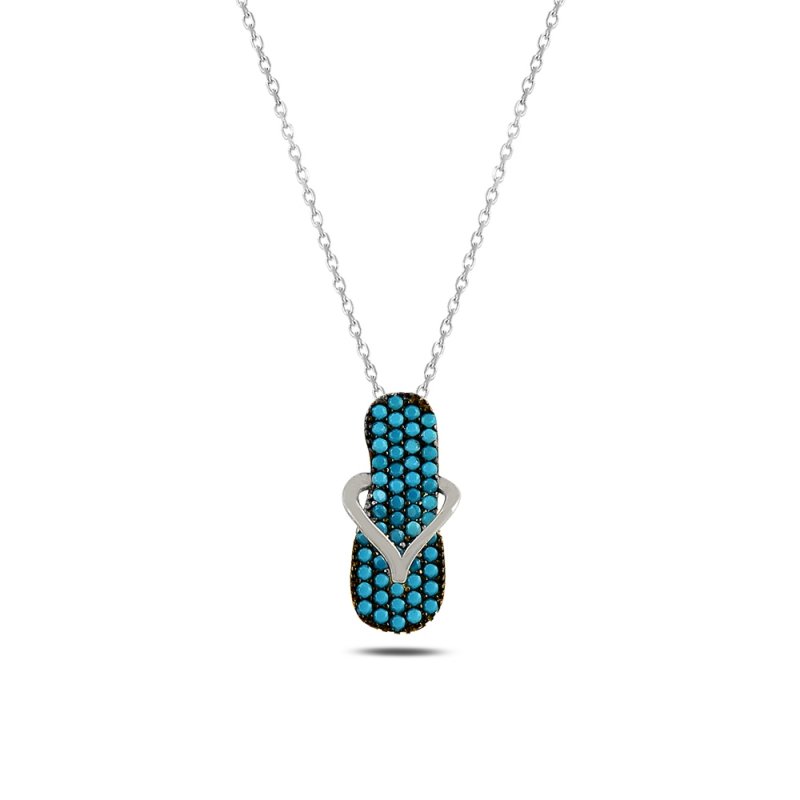 Turquoise CZ Flip Flop Necklace - N14608