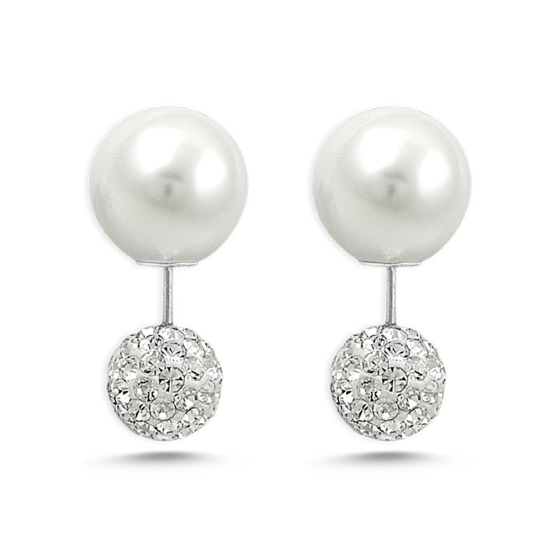 Double Sided Pearl & Crystal Earrings - E14624