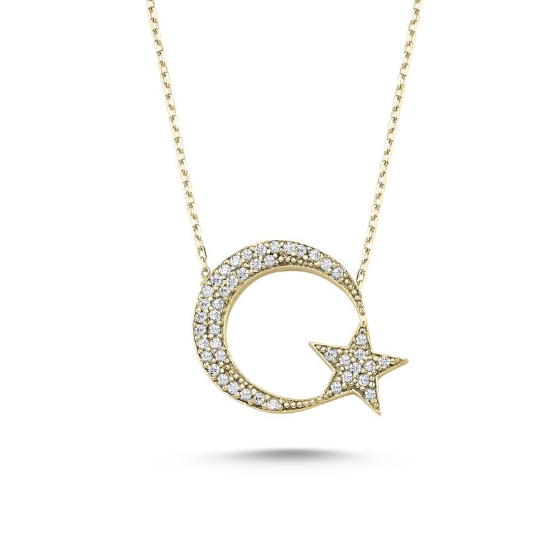 CZ Star and Crescent Necklace - N01684