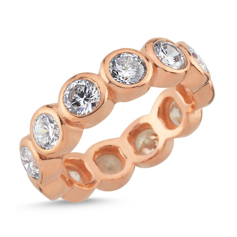 4mm Round CZ Rose Gold Plated Eternity Ring - R81782