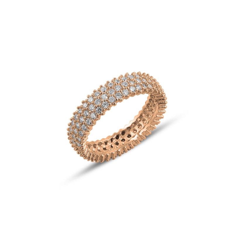 Rose Gold Plated CZ 3 Row Eternity Ring - R81808