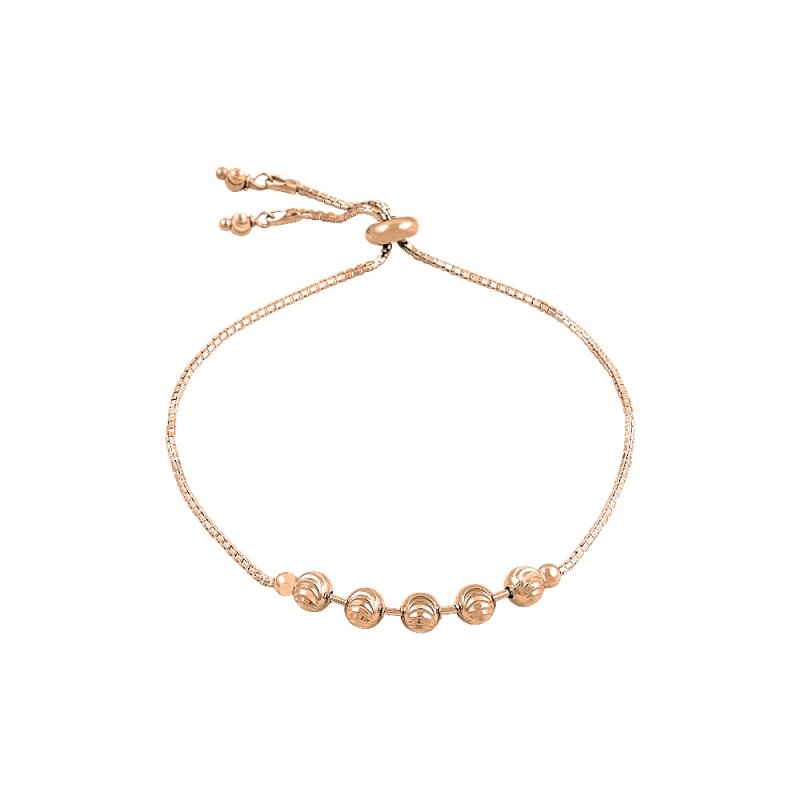 Rose Gold Plated Dorica Bead Adjustable Sliding Bracelet - B81910