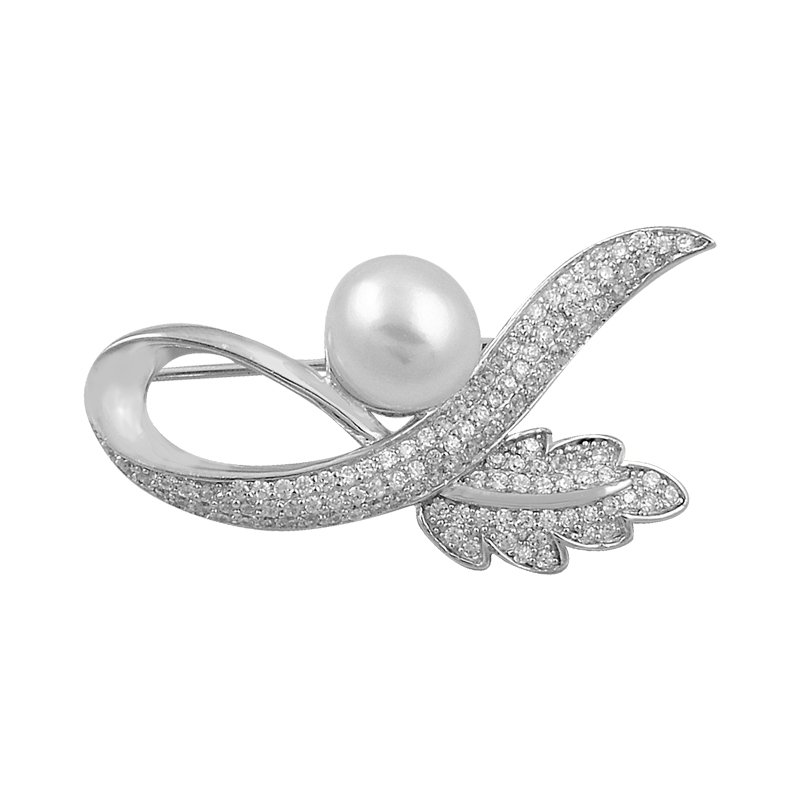 Pearl & CZ Brooch - BR82012