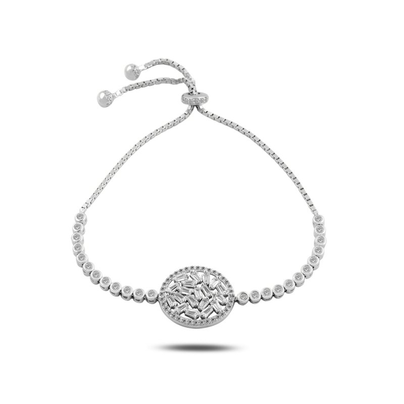 Tapered Baguette CZ Adjustable Sliding Bracelet - B82070