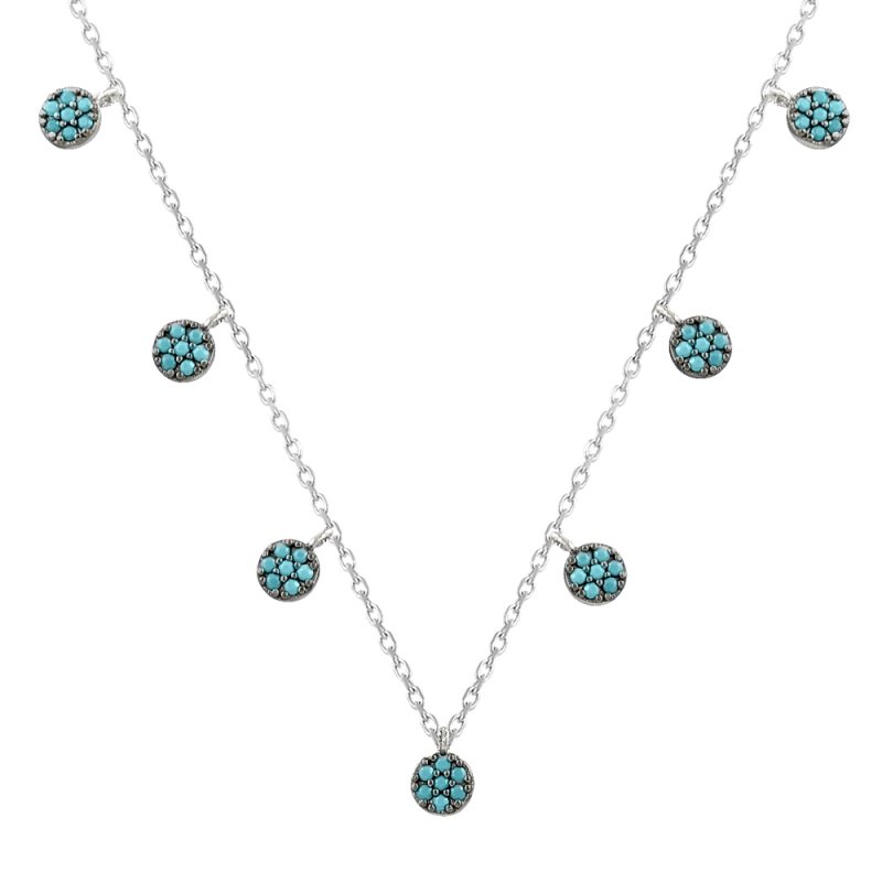 Nano Turquoise Round Charm Necklace - N82142