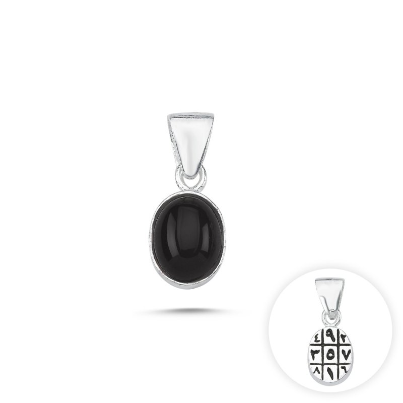 Onyx & Arabic Abjad Numerology Double Sided Pendant - P82163