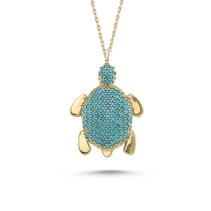 CZ Turquoise Turtle Necklace - N82198