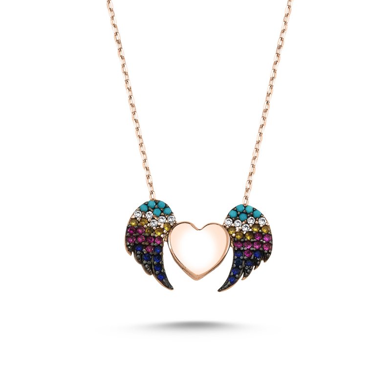 CZ Heart Design Wing Necklace - N82202