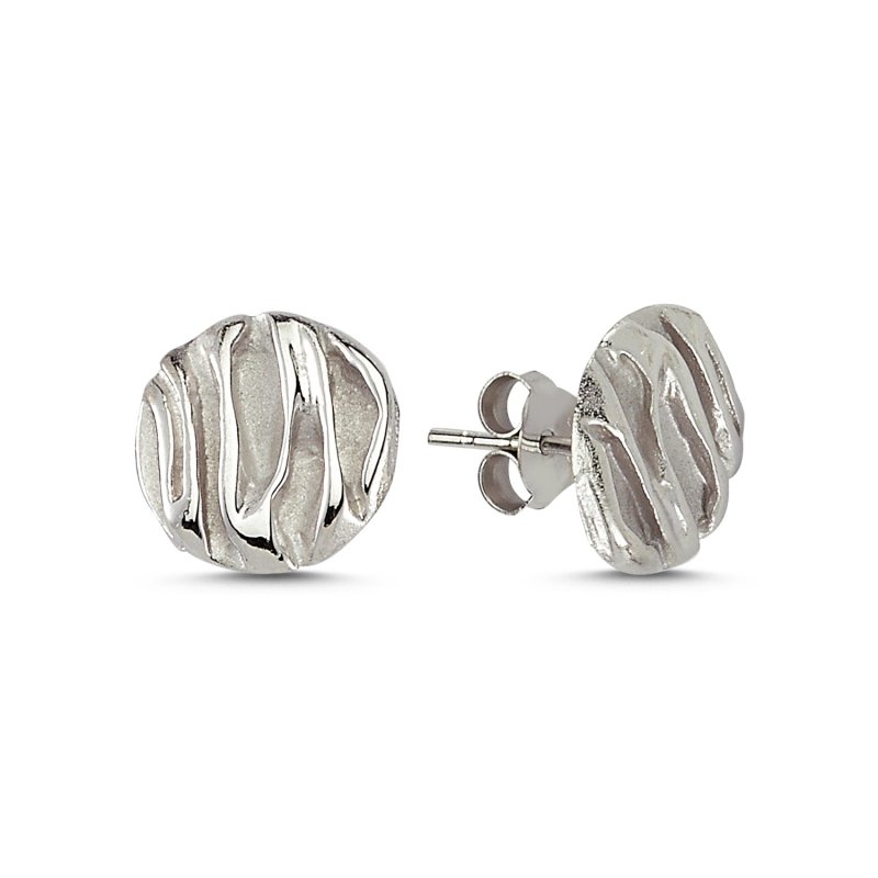 Bark Round Stud Earrings - E82278