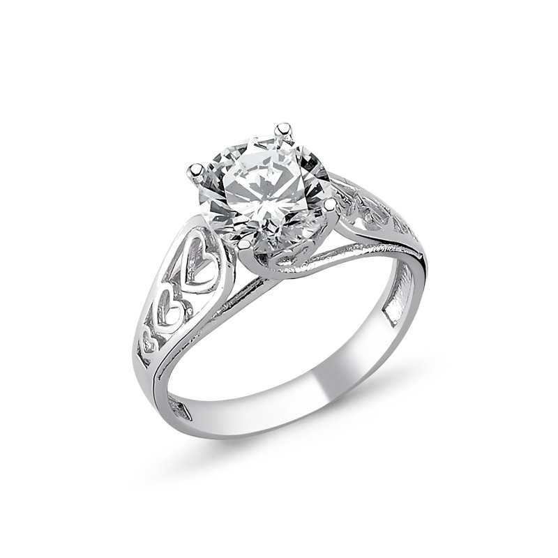 Heart Design CZ Solitaire Ring - R82315