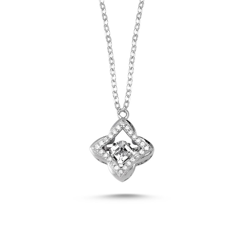 Dancing Diamond Style CZ Solitaire Necklace - N82341