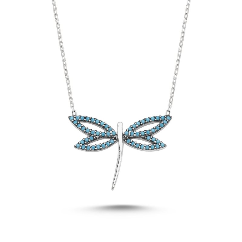 Turquoise CZ Dragonfly Necklace - N82361