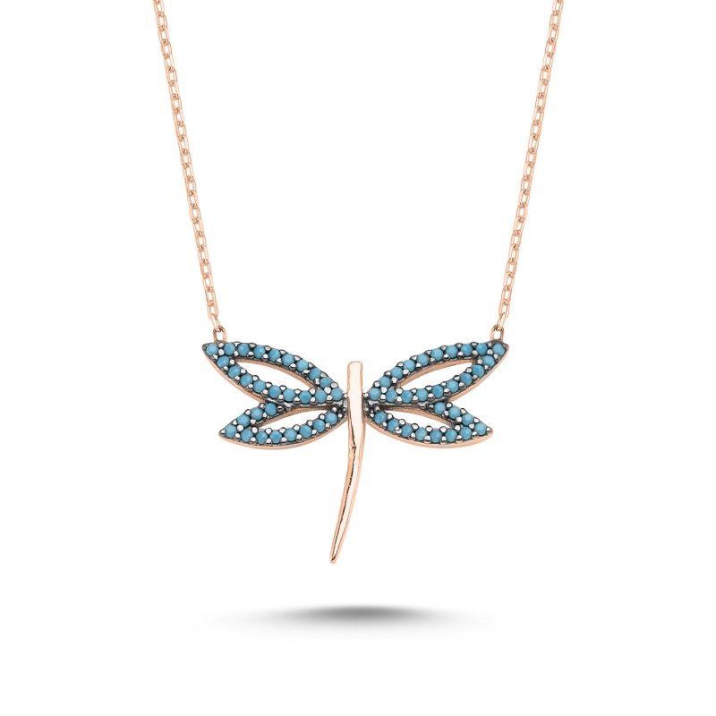 Turquoise CZ Dragonfly Necklace - N82361