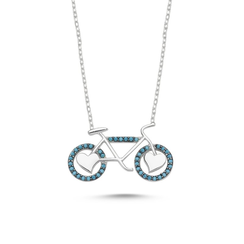 CZ Bicycle & Heart Necklace - N82444