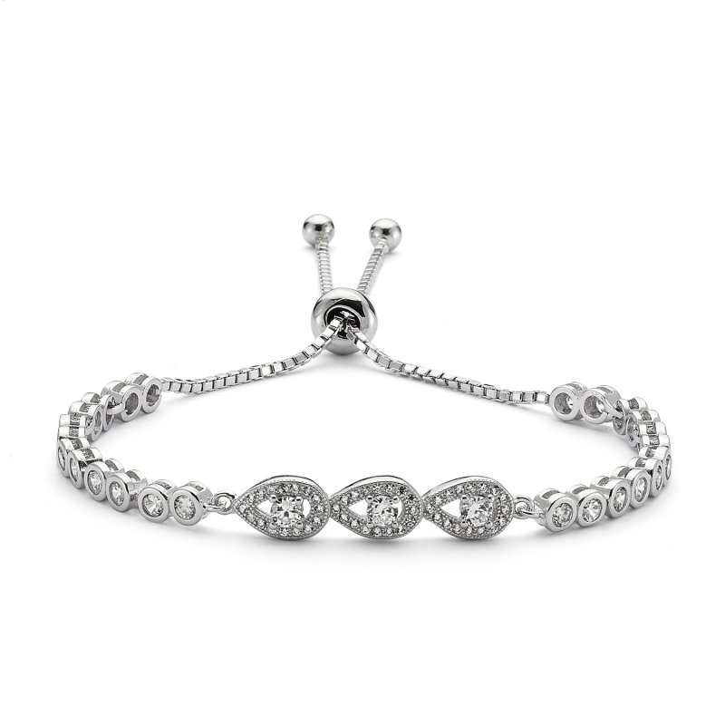 Drop CZ Adjustable Sliding Bracelet - B82464