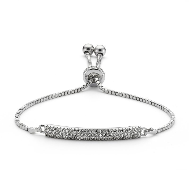 CZ Row Adjustable Sliding Bracelet - B82465