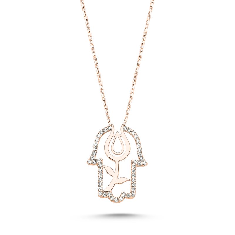 CZ Hamsa & Tulip Necklace - N82491