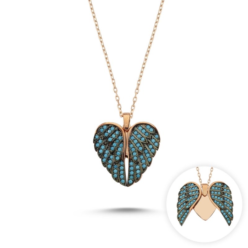 Wings & Heart Nano CZ Movable Necklace - N82687