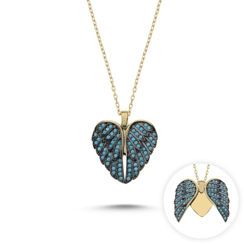 Wings & Heart Nano CZ Movable Necklace - N82687
