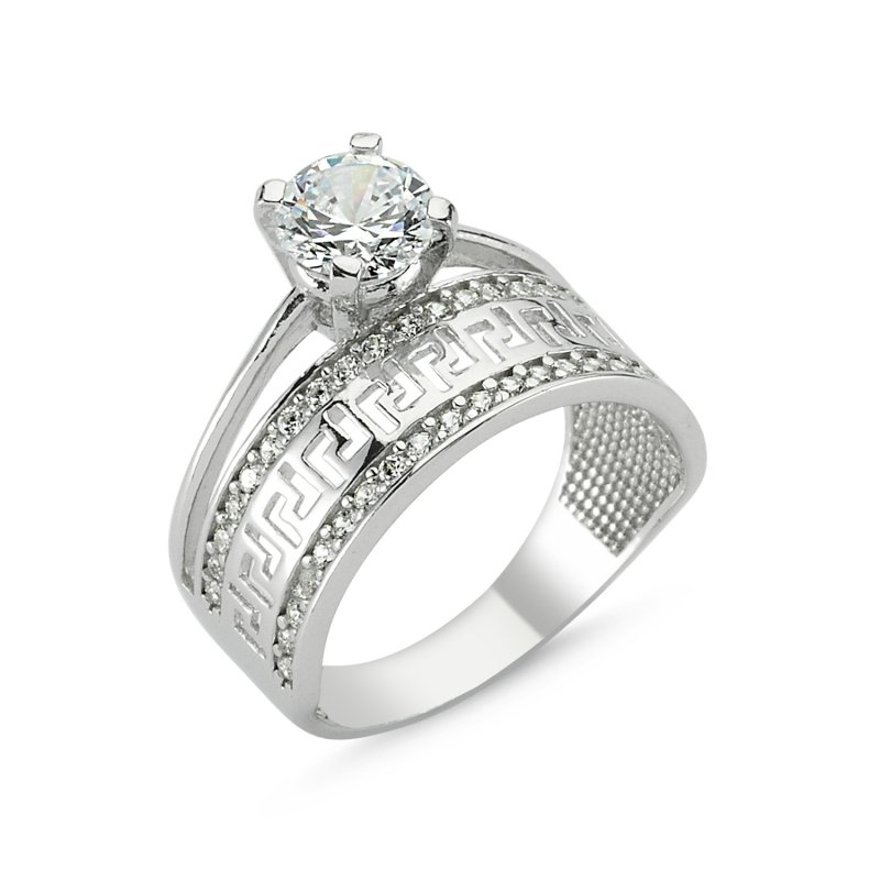 CZ Half Eternity & Solitaire Ring - R82783