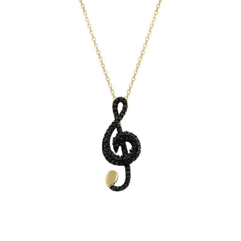 CZ Treble Clef Necklace - N82791