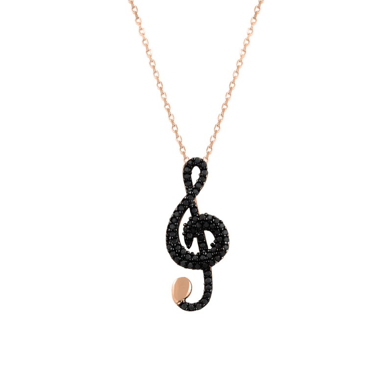 CZ Treble Clef Necklace - N82791