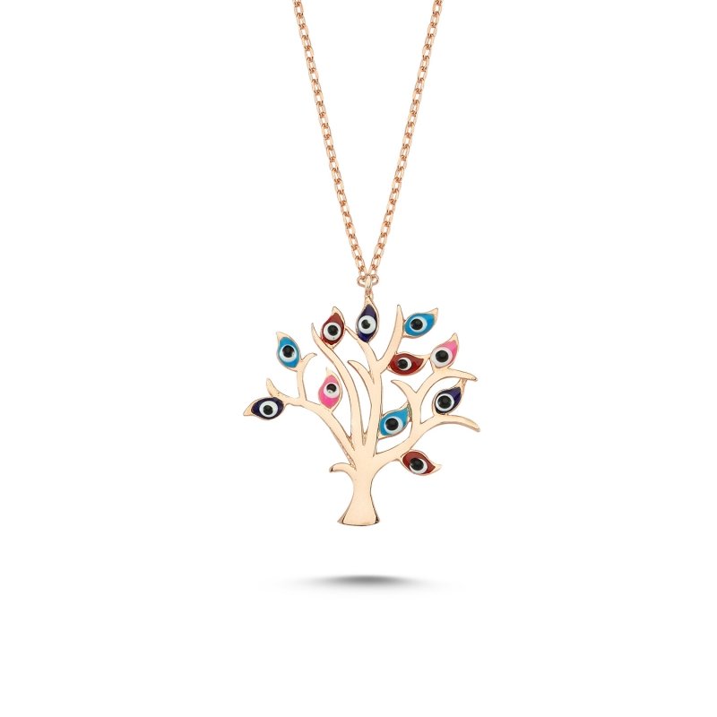 Tree Of Life Colorful Enamel Evil Eye Necklace - N82798