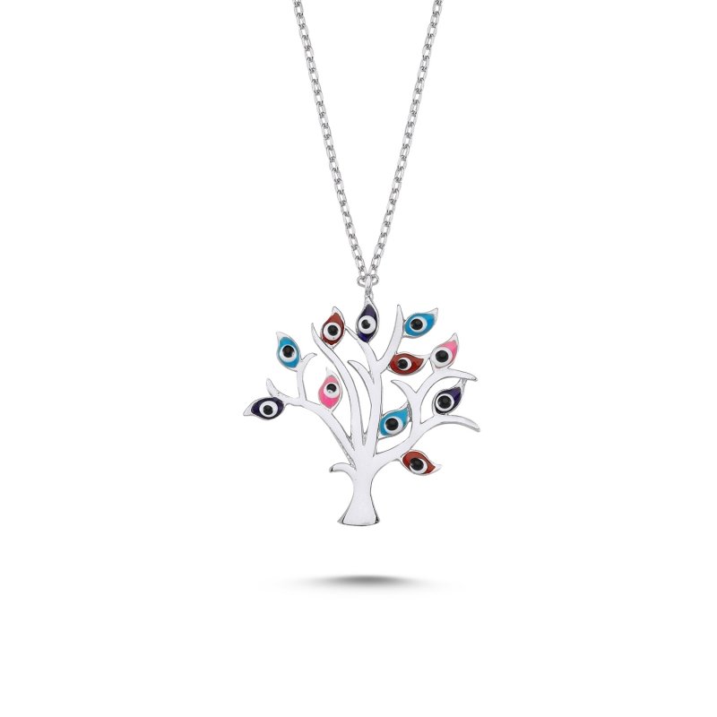 Tree Of Life Colorful Enamel Evil Eye Necklace - N82798