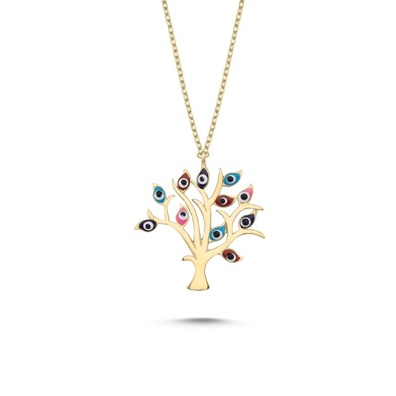 Tree Of Life Colorful Enamel Evil Eye Necklace - N82798