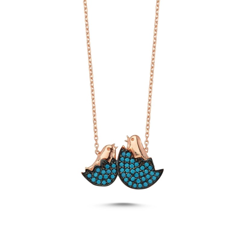 Turquoise CZ Egg & Chick Necklace - N82827