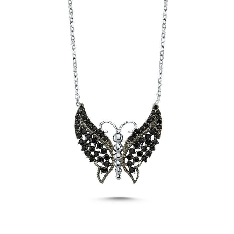 Black CZ Butterfly Necklace - N82834