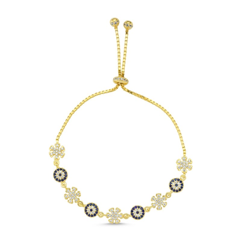 CZ Evil Eye & Snowflake Adjustable Sliding Bracelet - B82859