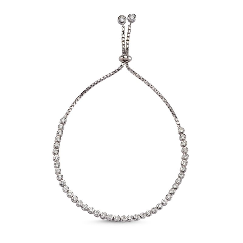 2.5mm CZ Tennis Adjustable Sliding Bracelet - B82895