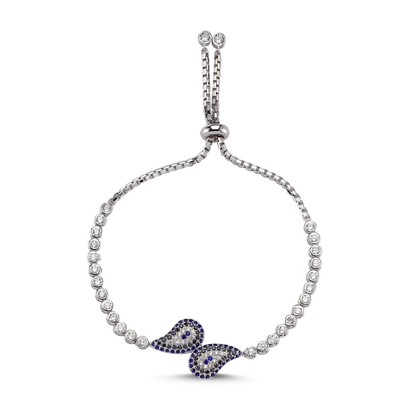 CZ Evil Eye Line Adjustable Sliding Bracelet - B82907