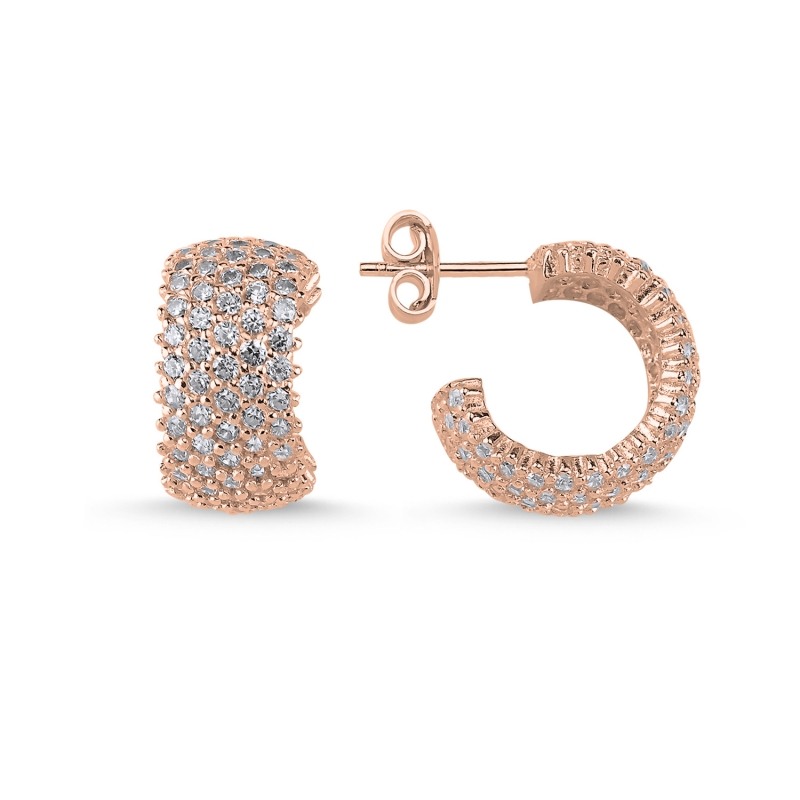 White CZ 5 Row Eternity Hoop Earrings - E83011