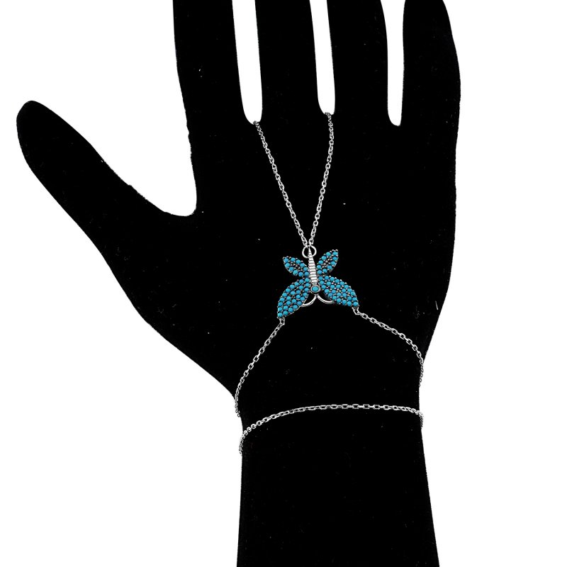 Nano CZ Hand Butterfly Design Bracelet Ring - B83036