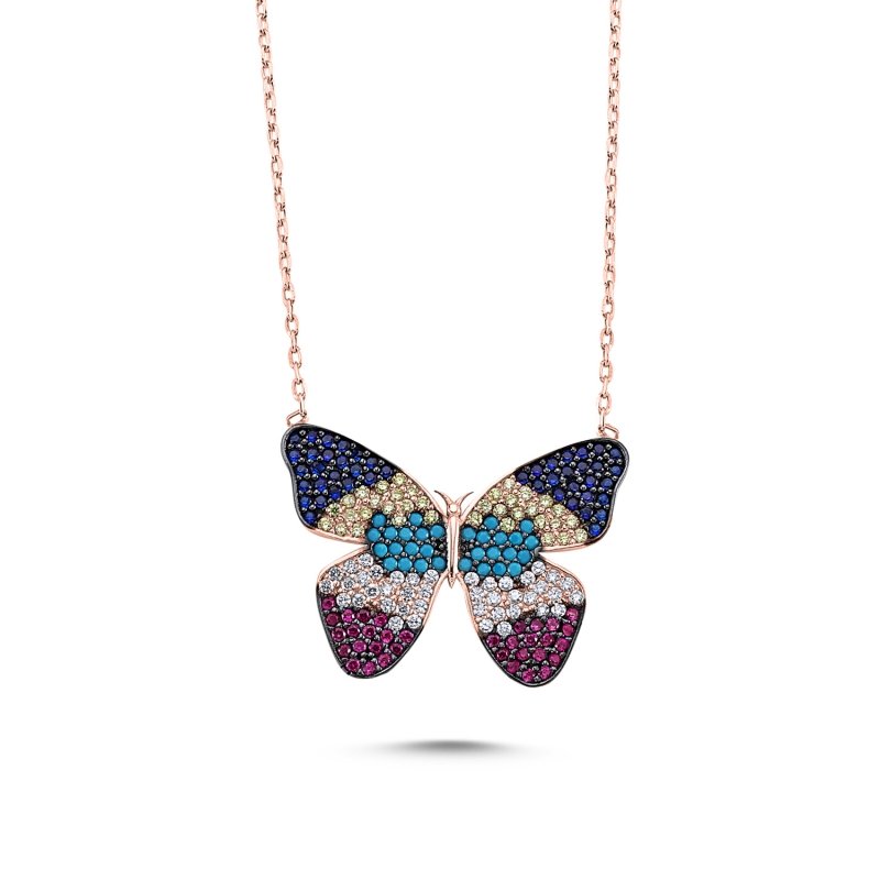 Mix CZ Butterfly Necklace - N83060