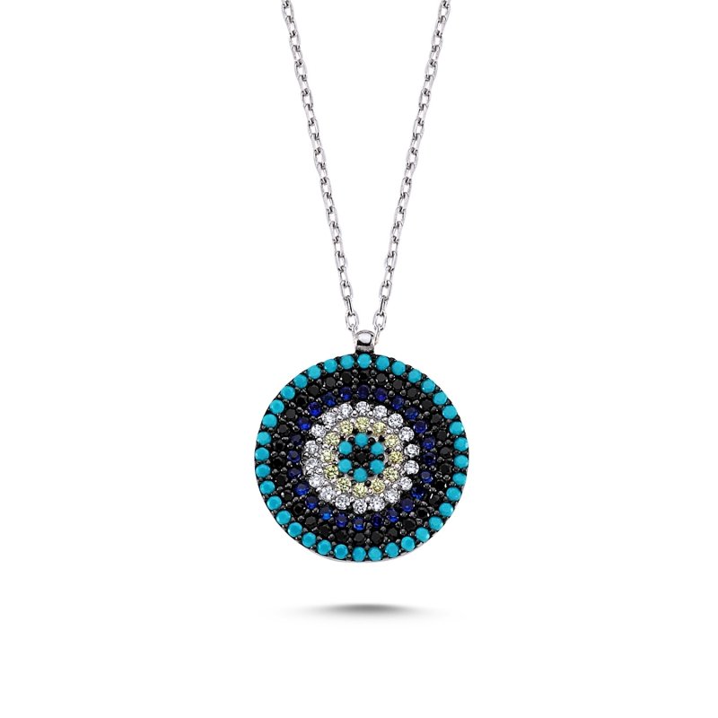 Round CZ Evil Eye Necklace - N83071