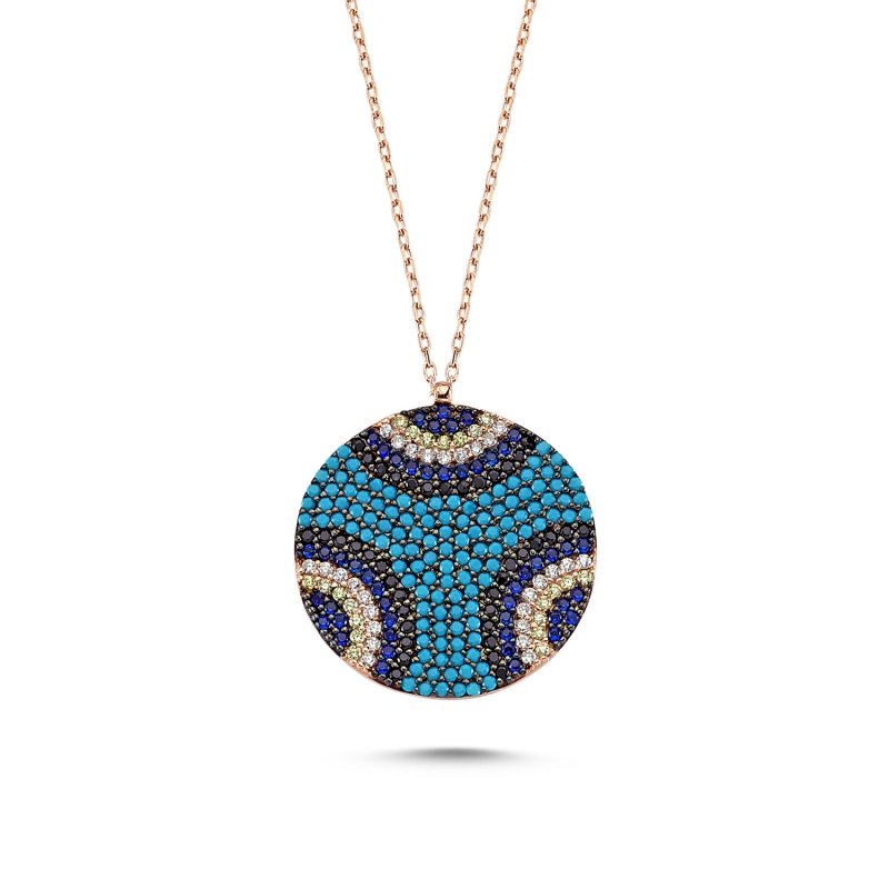 Mix CZ Round Necklace - N83075