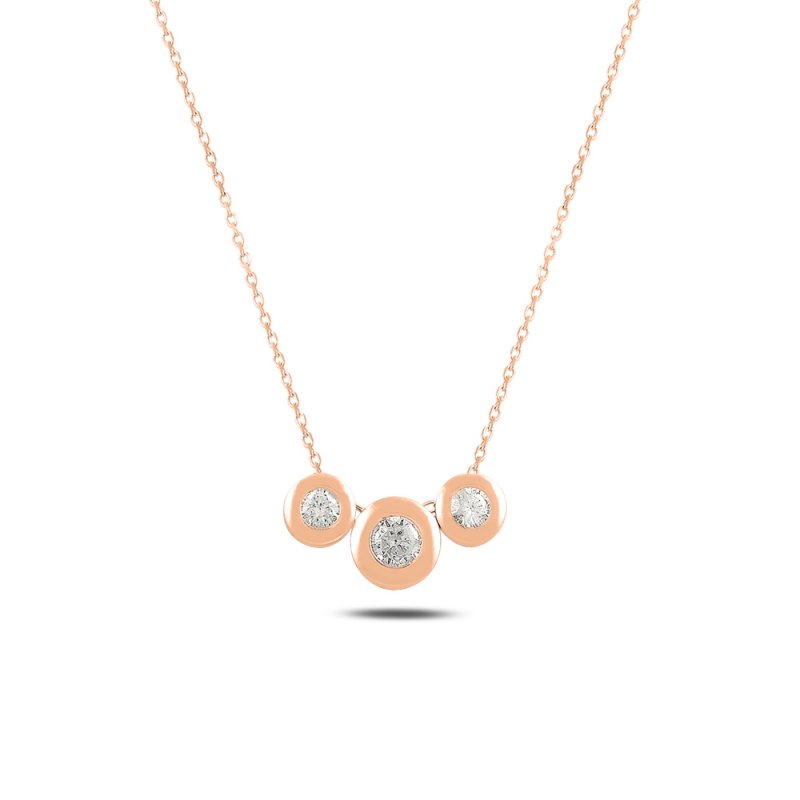 CZ Three Stone Necklace - N08308