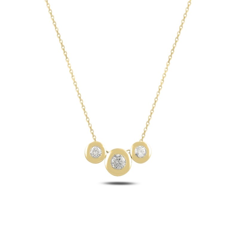 CZ Three Stone Necklace - N08308