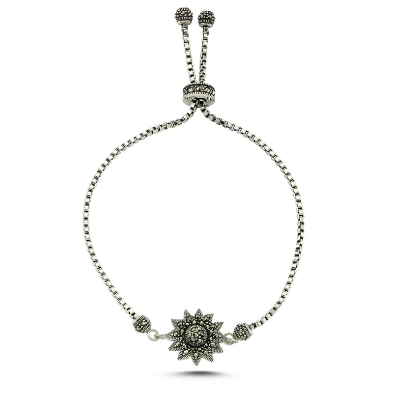 Marcasite Stone Adjustable Sliding Bracelet - B83146