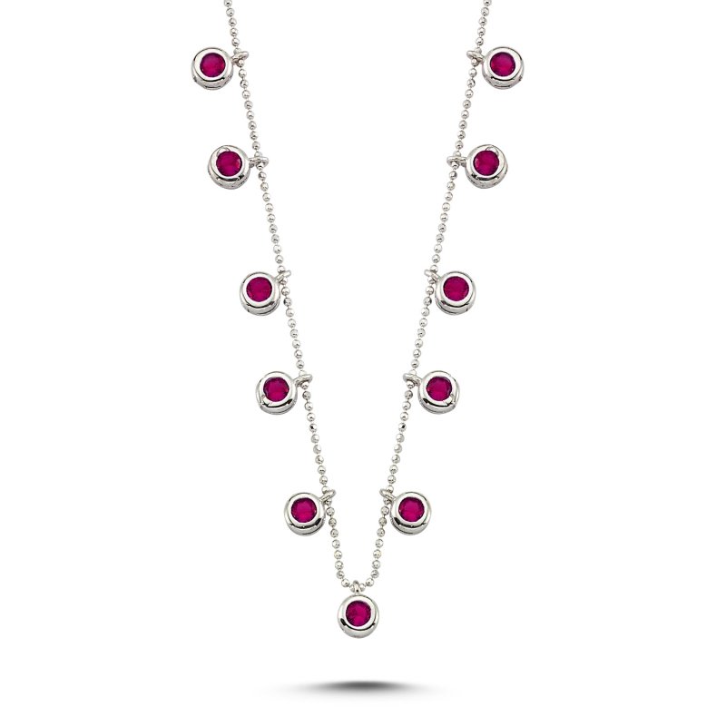 Ruby CZ Dangle Charm Necklace - N83368
