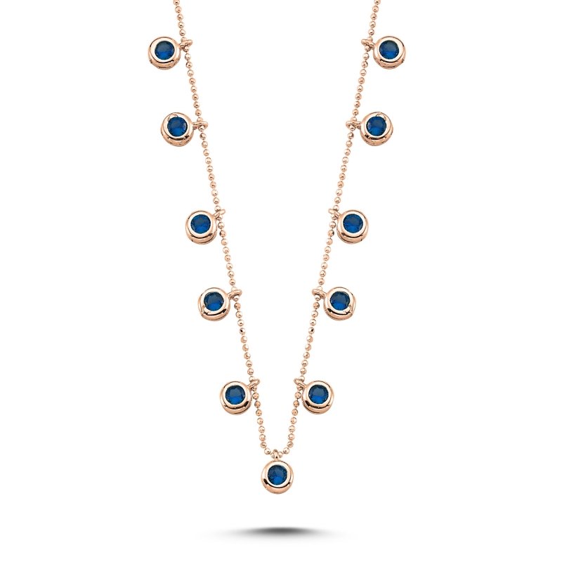 Sapphire CZ Dangle Charm Necklace - N83369