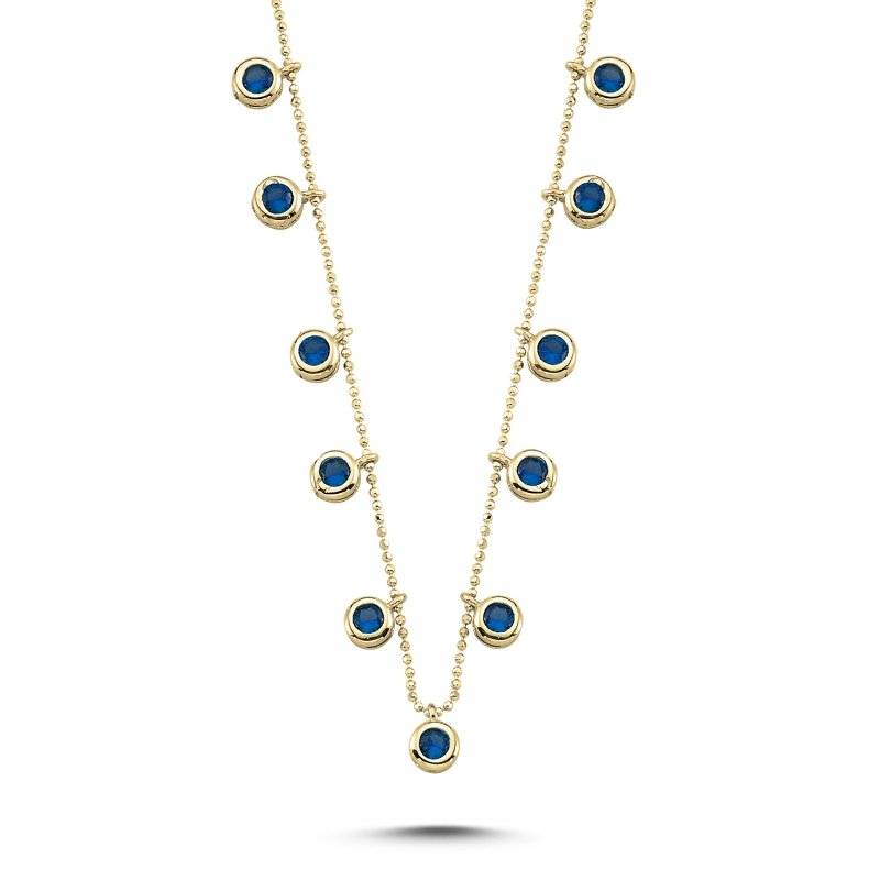 Sapphire CZ Dangle Charm Necklace - N83369
