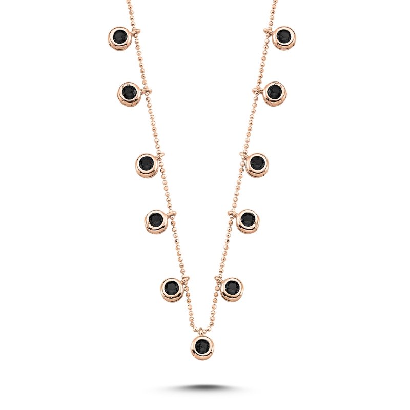 Black CZ Dangle Charm Necklace - N83372