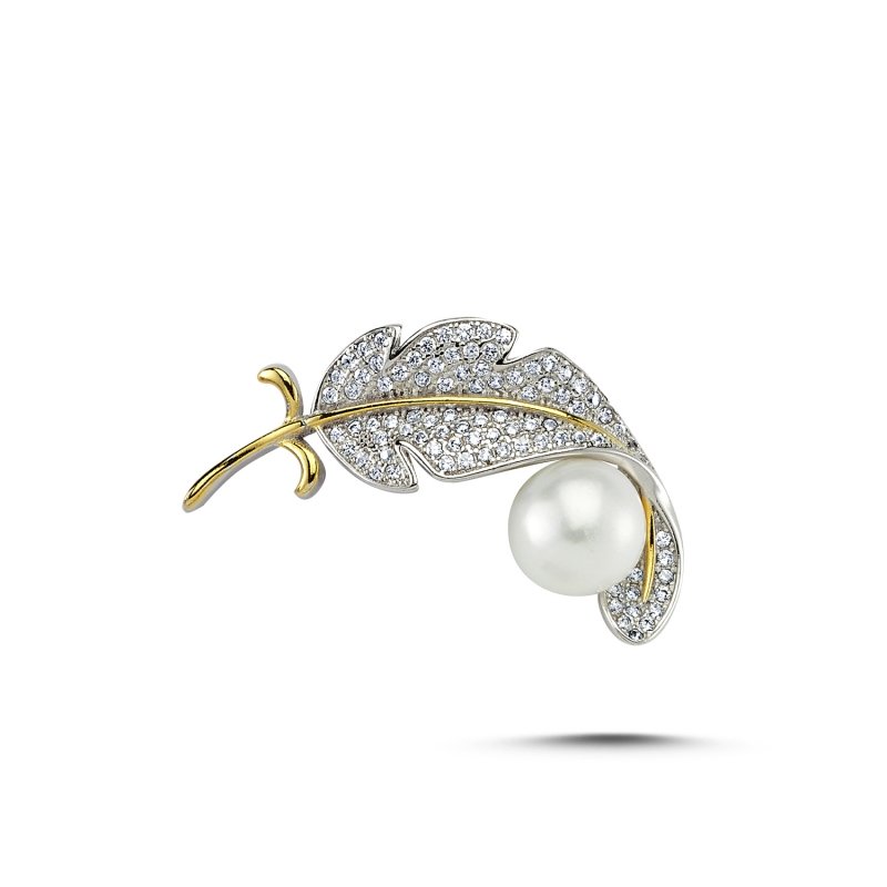 Pearl & CZ Brooch - BR83434